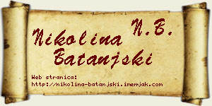 Nikolina Batanjski vizit kartica